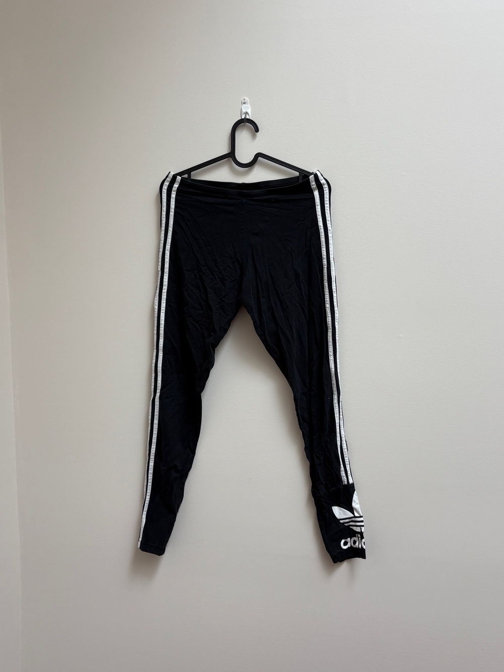 adidas Black Leggings with White Side Stripes
